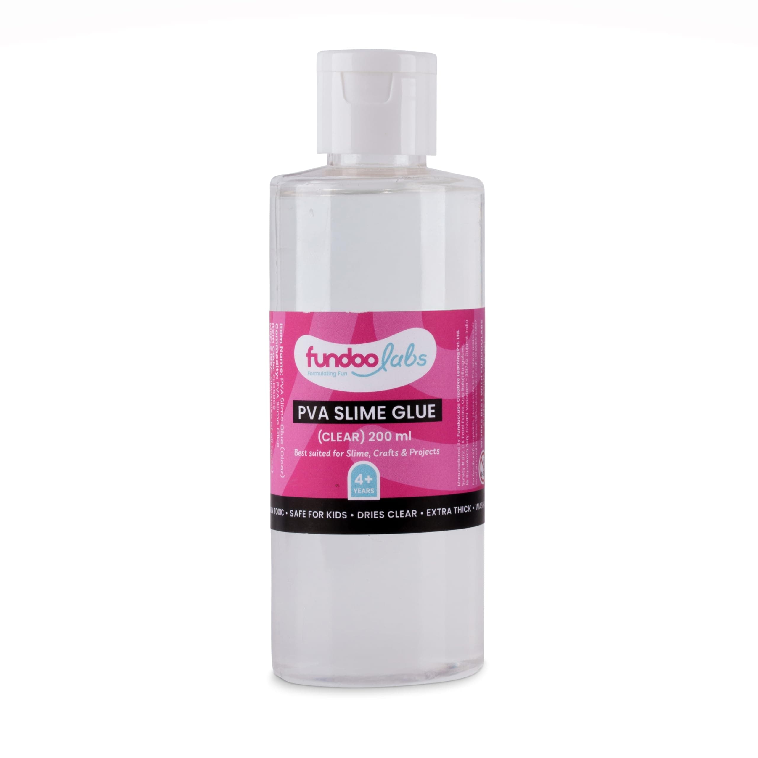 Premium PVA Slime Glue - Clear (200ml) – Super Clear, Great for Slime and Craft, Smooth and Stretchy Slime, Non-Toxic, Safe for Kids, Extra Thick & Washable, Makes Strong Bond