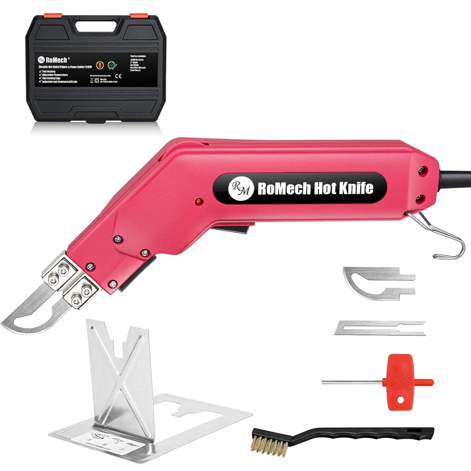 RoMech Fabric Cutter Rope Cutter - Pro Electric Hot Knife (100W) - Foam Styrofoam Cutting Tool Kit- with Blades & Accessories