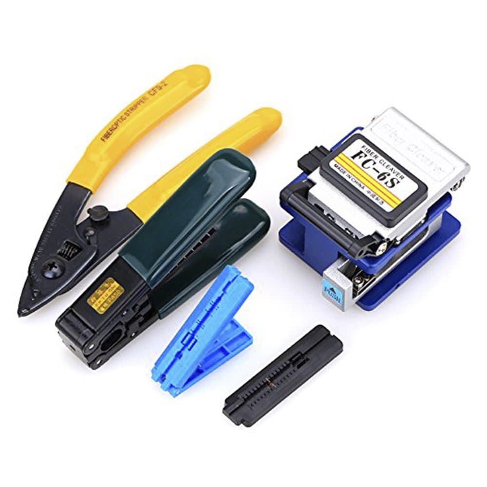 Fiber Optic Tool Kit - 5 Sets Ealona FTTH Cold Connection with FC-6S Fiber Cleaver,CFS-2 Stripping Pliers, Drop Cable Cutter,Fixed Length Track