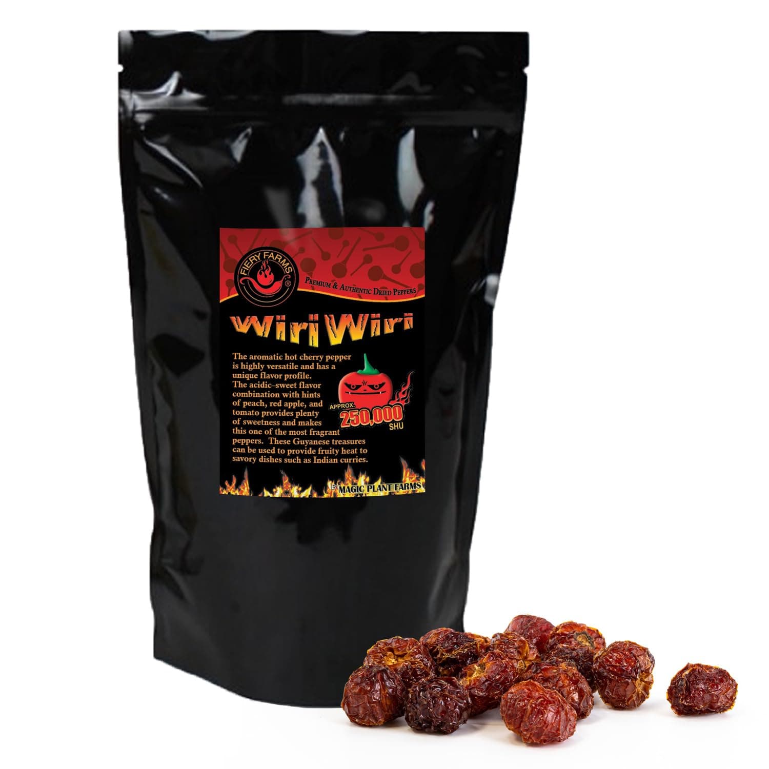 Wiri Wiri Chili Dried Whole Pods by Magic Plant, 4 Oz – 100K–350K SHU | Hot Cherry Pepper Flavor | Fruity Spicy South American Chili Pods
