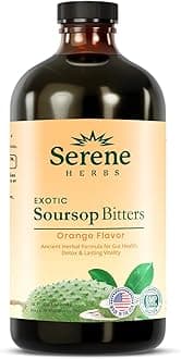 Serene Herbs Soursop Bitters Liquid – Organic Herbal Sour SOP Guanabana with Black Seed, Moringa, Irish Moss & Ginger – Gut Support, Energy & Immune Boost – Vegan, Non-GMO – Orange Flavor – 16 oz