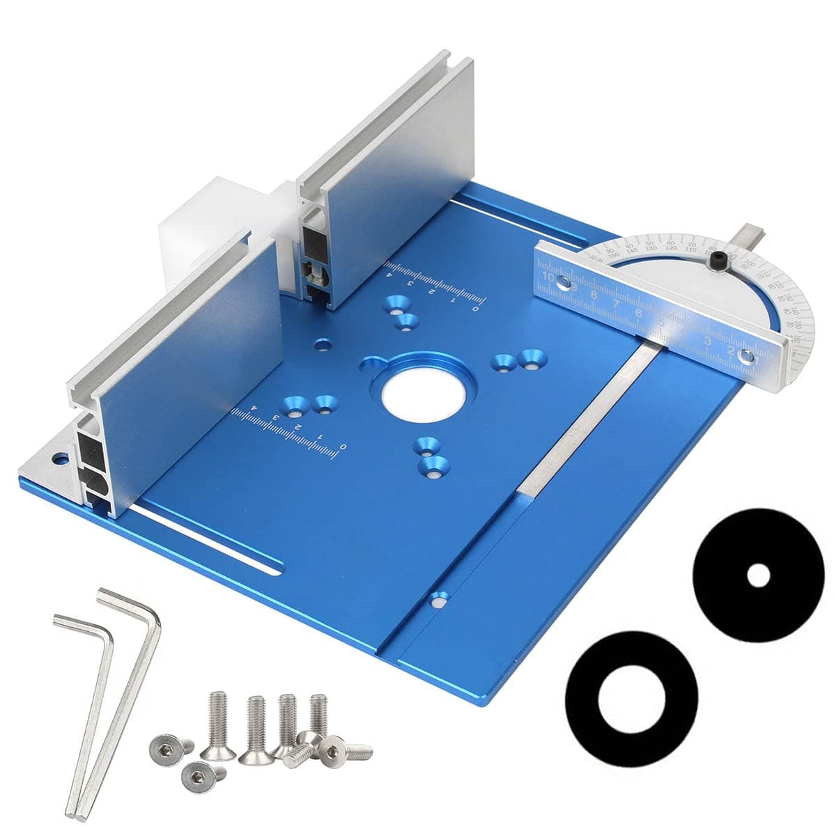 Aluminium Router Table Insert Plate,Woodworking Benches Router Flip Plate W/Miter Gauge Guide Fence Sliding Brackets