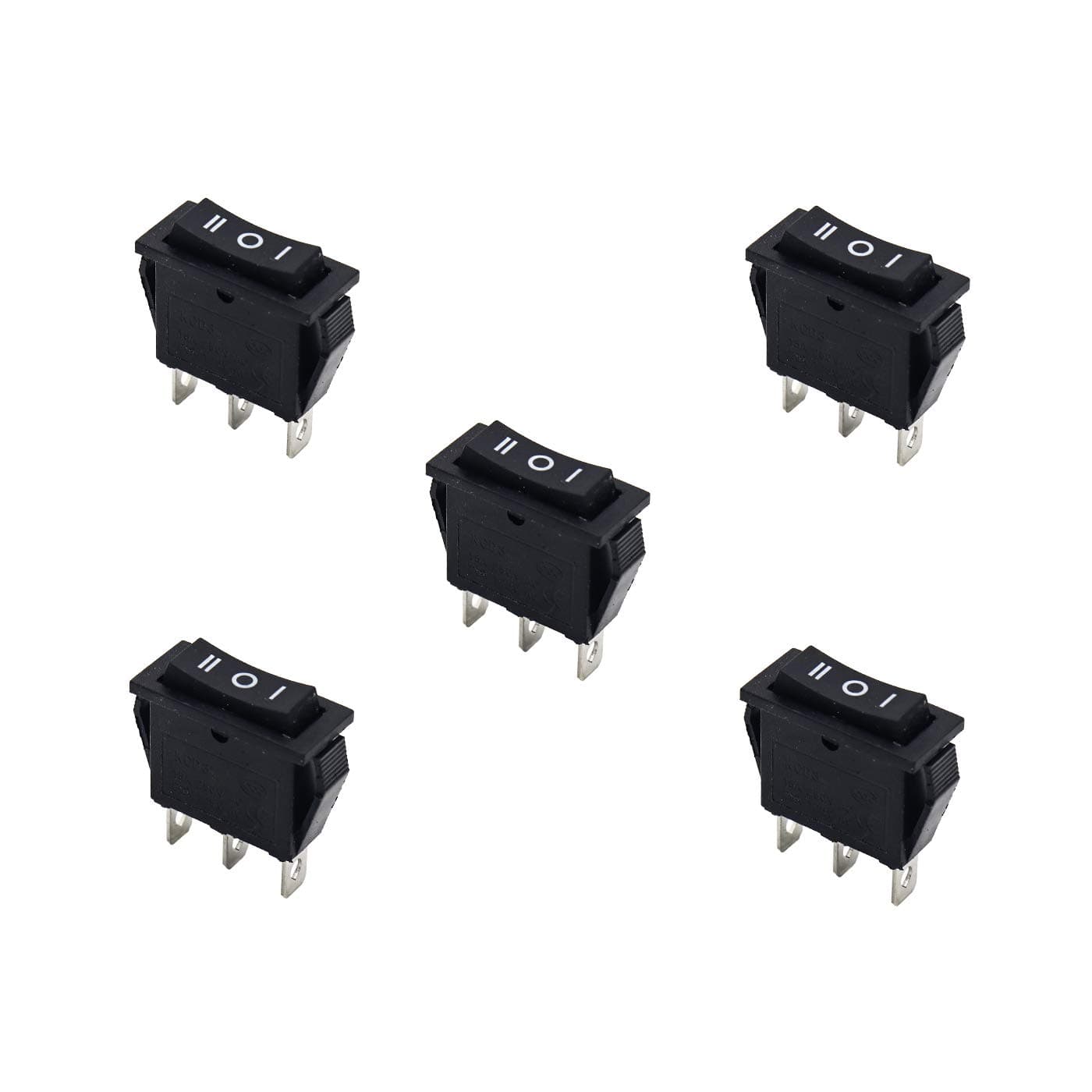 Electronic Spices 5PCS 15A 250V 30A 220V Large Rectangle Black Rocker Switch 3 Position DC 12V ON-OFF Power Switch