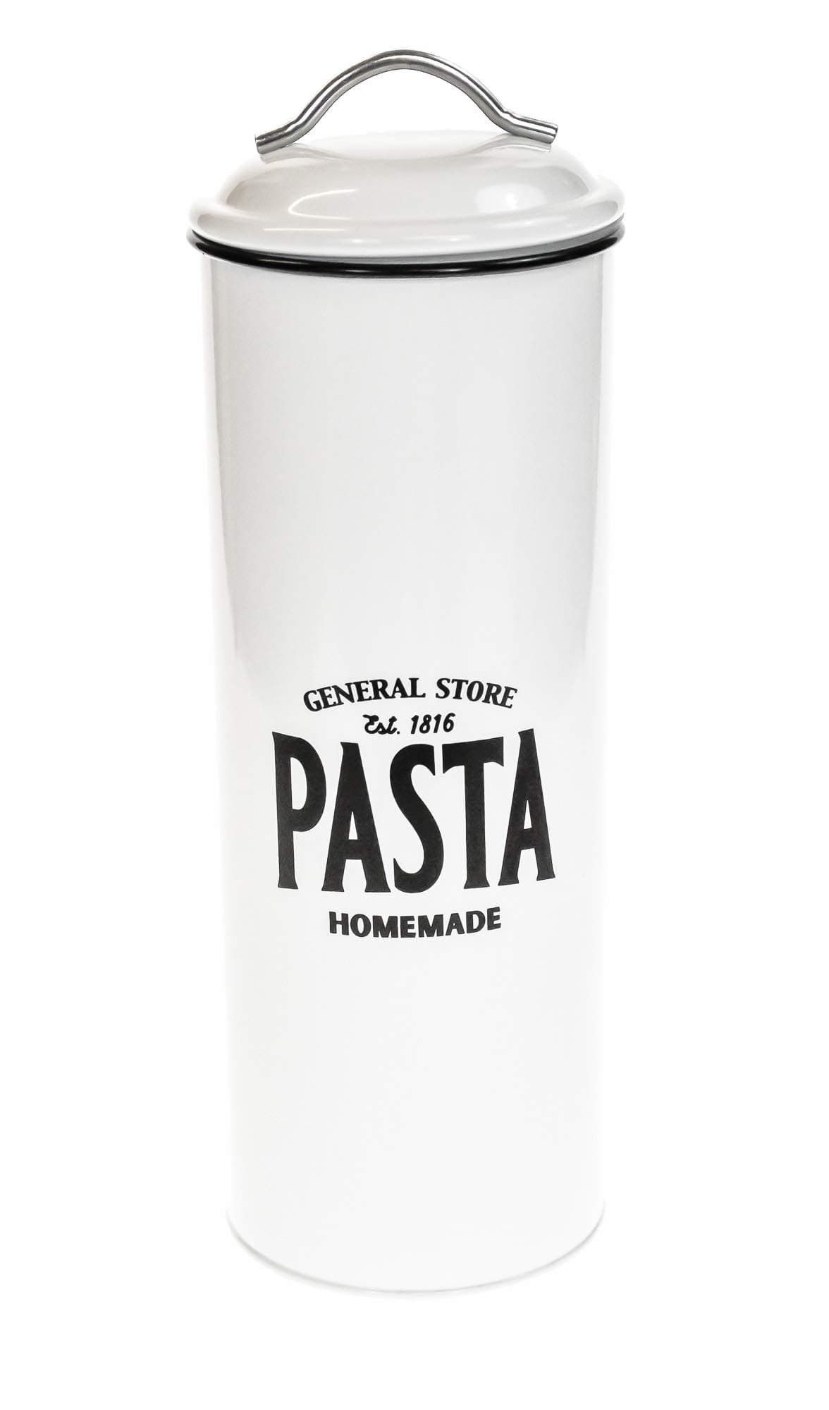 General Store Retro Metal Tall Round Spaghetti Pasta Storage Tin Box Container