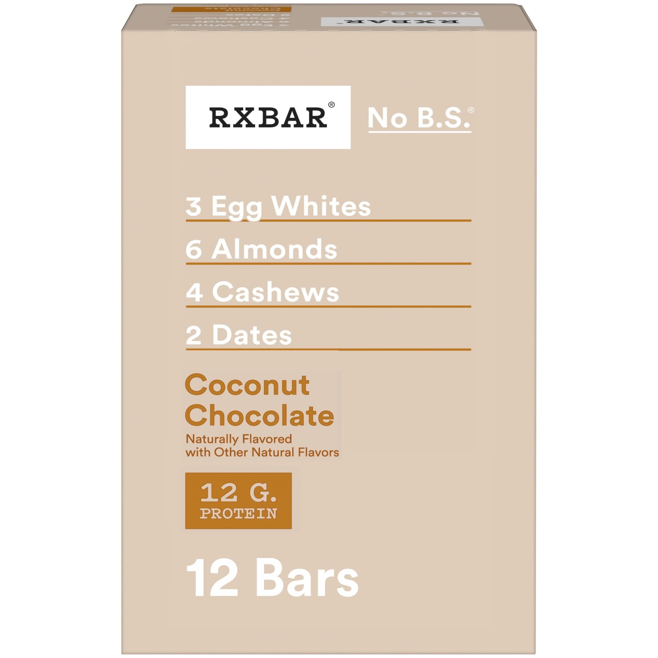 RXBAR Protein Bars, Protein Snack, Snack Bars, Coconut Chocolate, 22oz Box (12 Count)