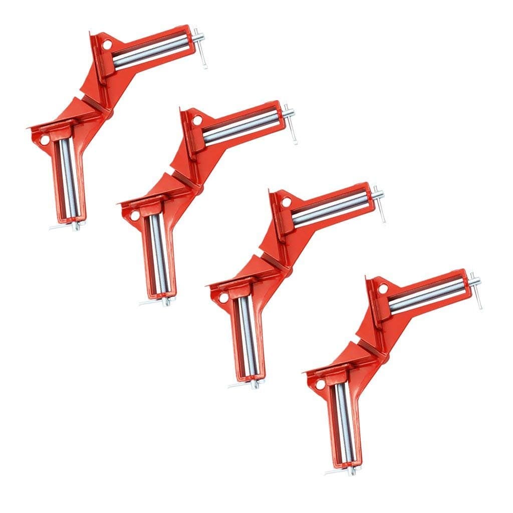 SHAFIRE 90° Right Angle Picture Frame Corner Clamp Holder Woodworking Hand Kit 4 in 1 Set (Red)