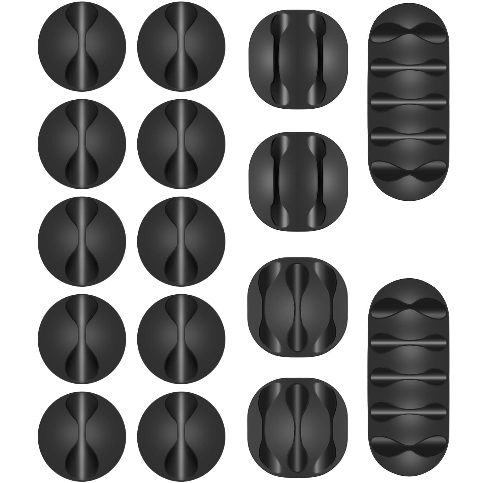 Shintop Cable Clips, 16 Pack Black Cord Organizer Adhesive Cord Management Wire Holder for Organizing Phones Chargers Desk Nightstand Car