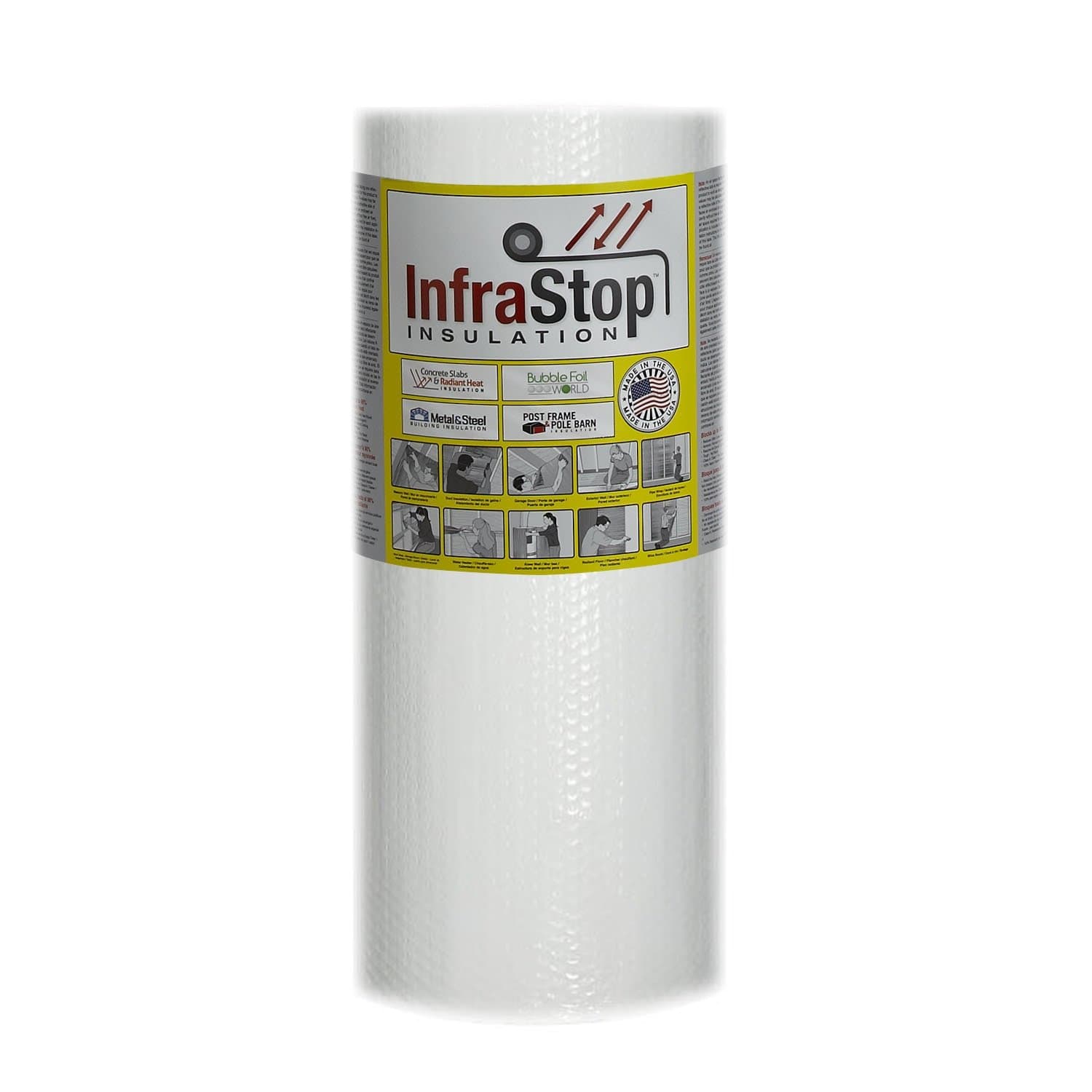 InfraStop 24" X 25' Foil/White (One Side) Double Bubble Reflective Foil Insulation