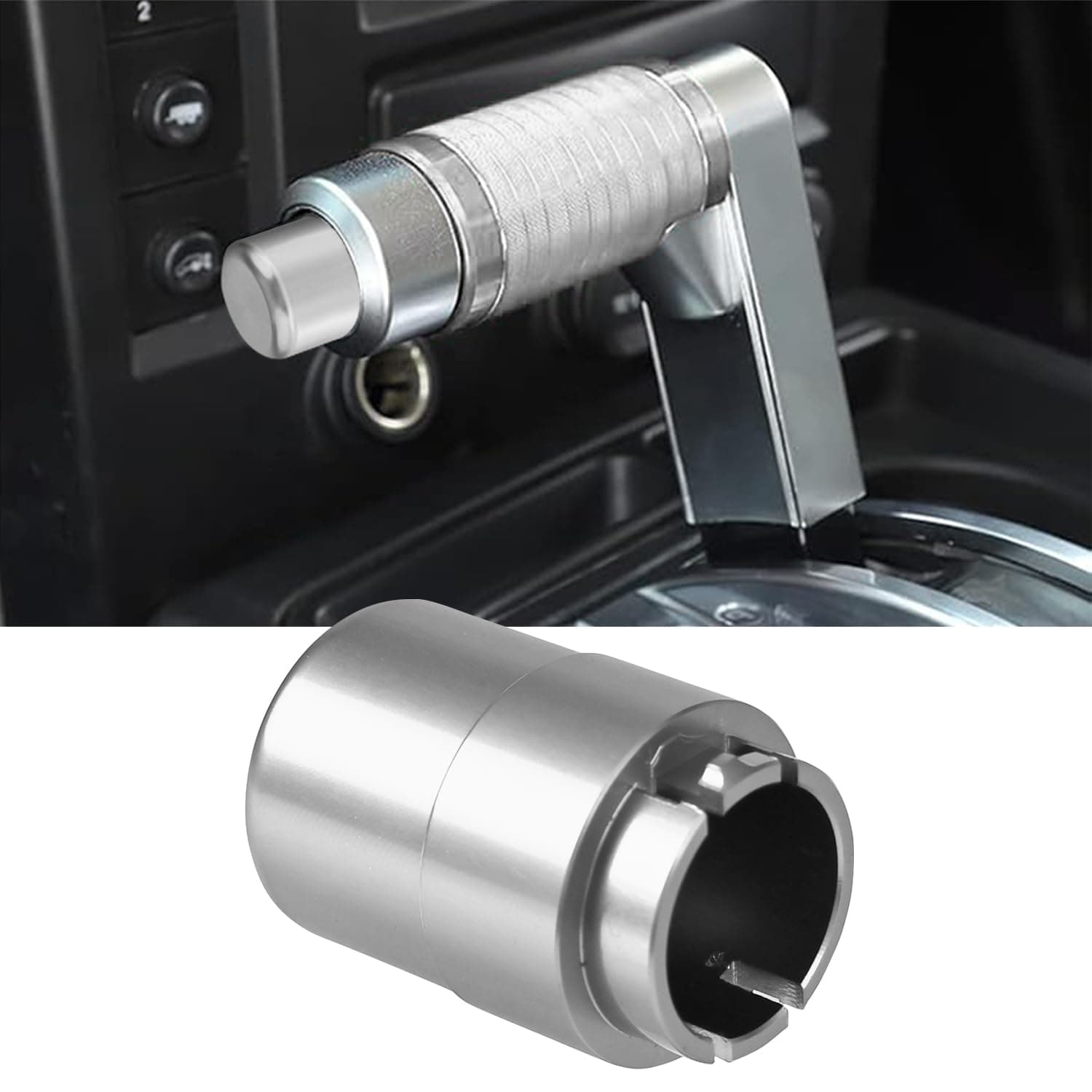 Canitu Transmission Shifter Button Knob Gear Shift Handle Button for Hummer H2 and H2 SUT 2003 2004 2005 2006 2007 2008 2009, CNC Aluminum Alloy Anti-Raust Durable Accessories (Silver)