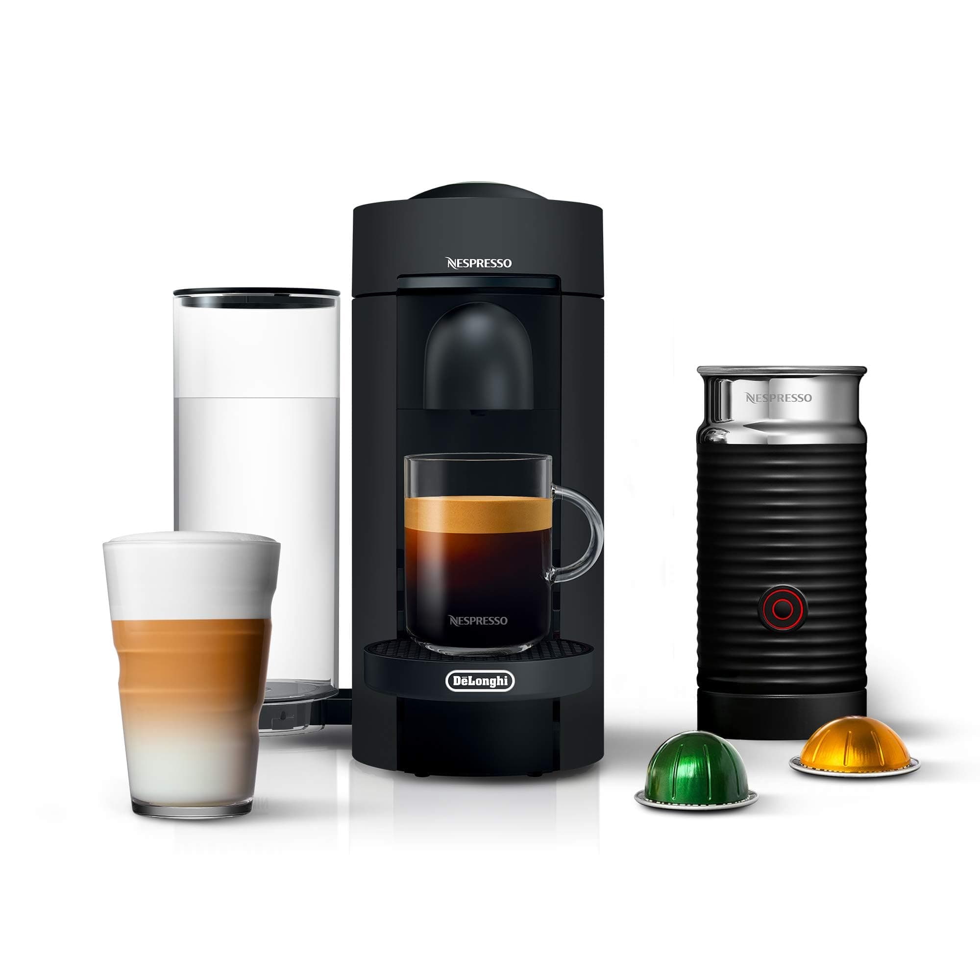 Vertuo Plus Deluxe Coffee and Espresso Maker by De'Longhi, Matte Black with Aeroccino Milk Frother