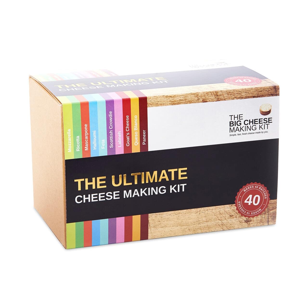 The Ultimate Cheese Making Kit - Makes 40 Batches of 10 Different Cheeses, Including Mascarpone Cheese | Perfect Cheese Gift Set (with Recipe Book and Ingredients)