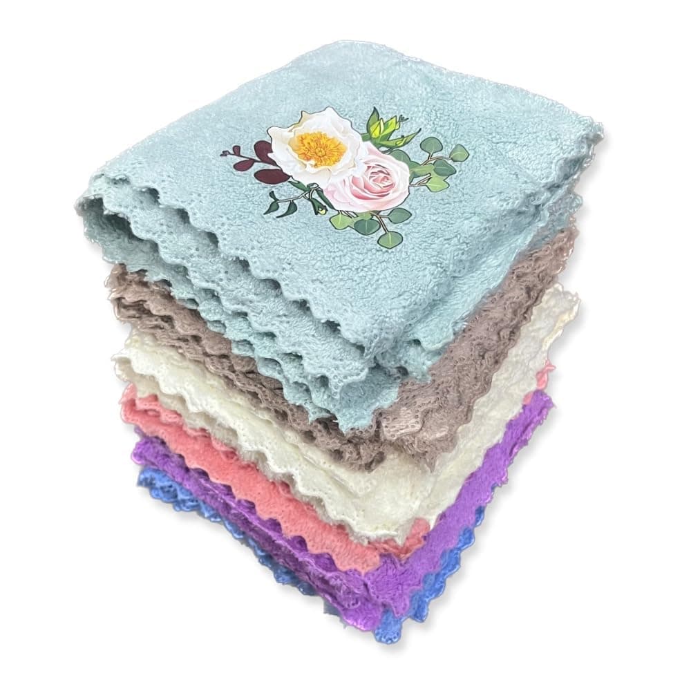 Outlay Home Face Towel/Handkerchief/Rumal Microfiber Small Size -Pack of 12 Pieces - Soft and Super Absorbent Face Towels for Women's, Kids and Newborn Babies - 25x25 CM - 1 Dozen