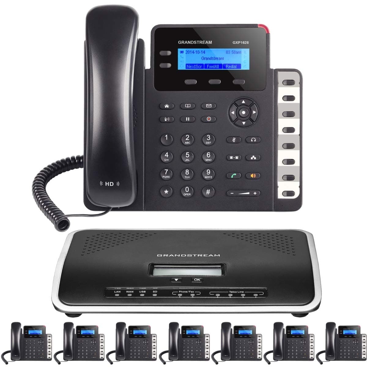 Business Phone System: Starter Pack with Auto Attendant, Voicemail, Cell & Remote Phone Extensions, Call Recording & Free Mission Machines Phone Service for 1 Year (8 Phone Bundle)