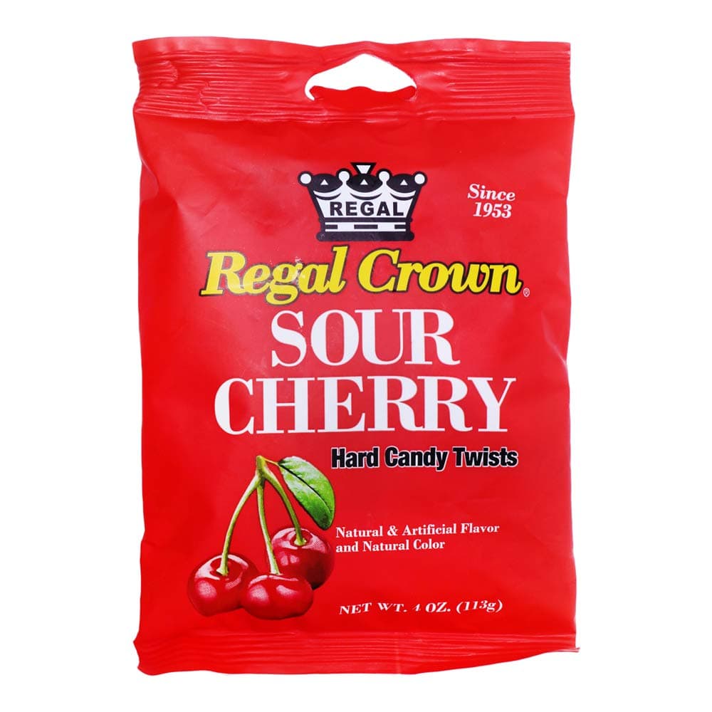 Regal Crown Sour Cherry Hard Candy Peg Bag 4 oz (Pack of 12)