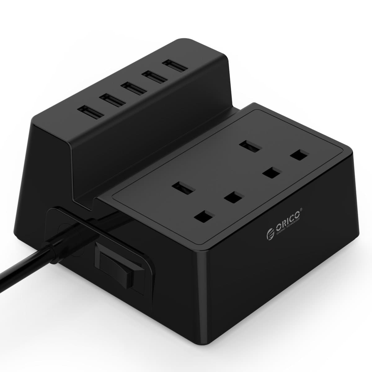 ORICO USB Charger & Surge Protected Extension Lead - 2 Way Switched UK Plug Socket With 5 USB Plug, 1.5 m Extension Cable