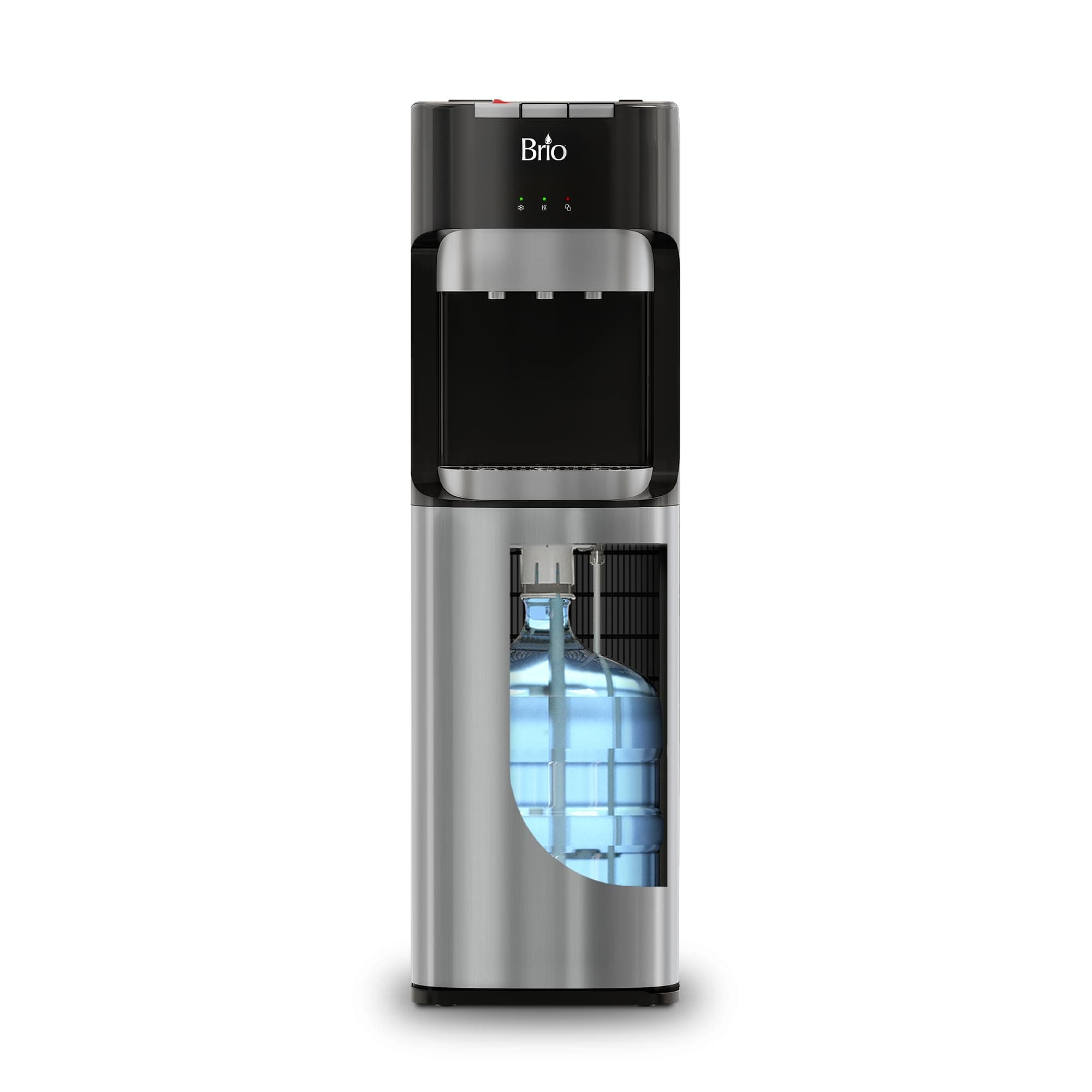 Bottom Loading Water Cooler Dispenser for 5 Gallon Bottles - 3 Temperatures with Hot, Room & Cold Spouts, Child Safety Lock, LED Display with Empty Bottle Alert, Stainless Steel