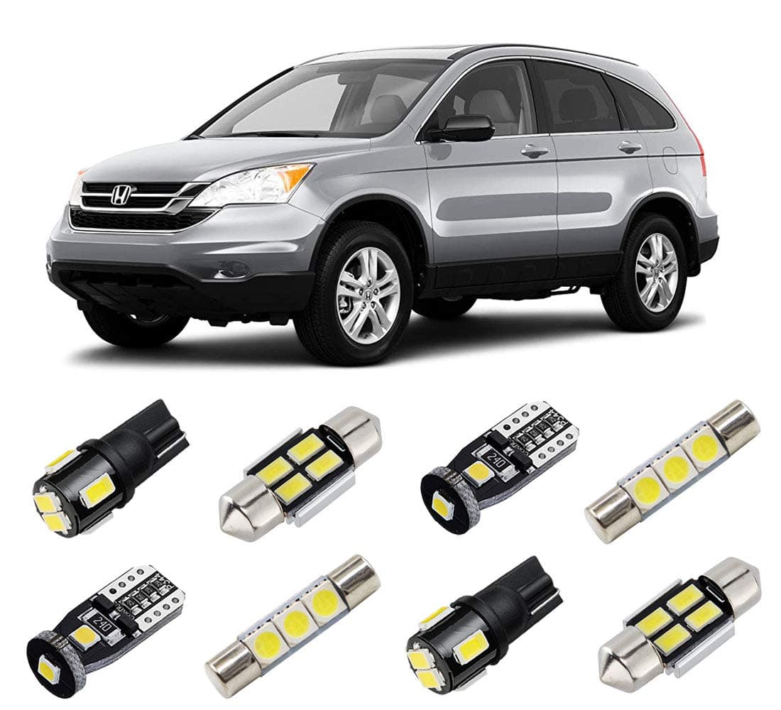 BRISHINE White Interior LED Lights Kit for Honda CR-V 2007 2008 2009 2010 2011 2012 Super Bright 6000K LED Interior Light Bulbs Package + License Plate Lights and Install Tool