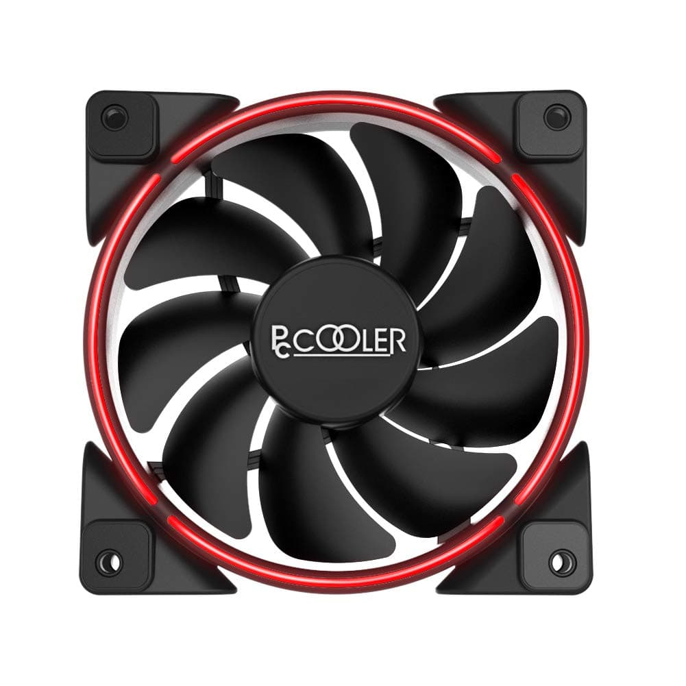 Pccooler 120mm Fan Moonlight Series, PC-M120R LED Red Computer Case Fan - PC Cooling Fan - Dual Light Loop Quiet Fan for PC Cases, CPU Coolers, Radiators System