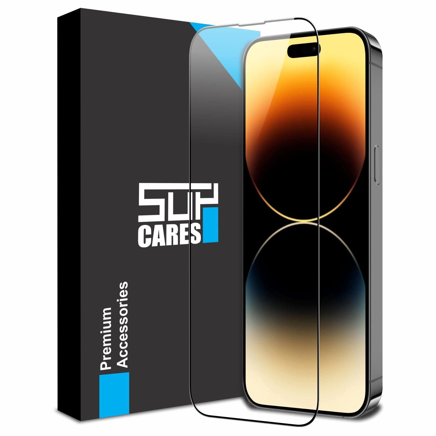 Tempered Glass for iPhone 14 Pro (6.1 Inch) With Installation Kit | Military-Grade Gorilla Screen Protector | Edge to Edge Coverage | Black