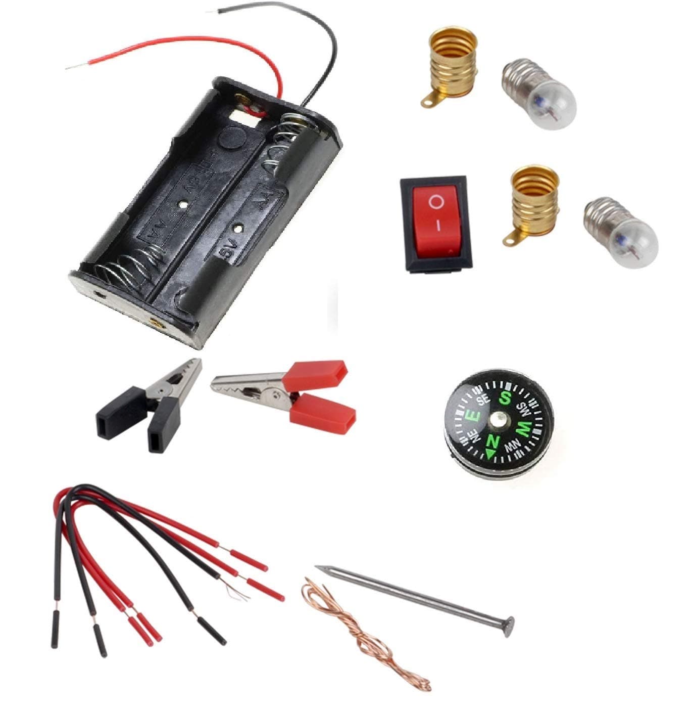 Mix DIY 2 in 1 Electrical (3V) Light Bult and Electric Magnet Compass Circuit Educational School Science Toy Kit