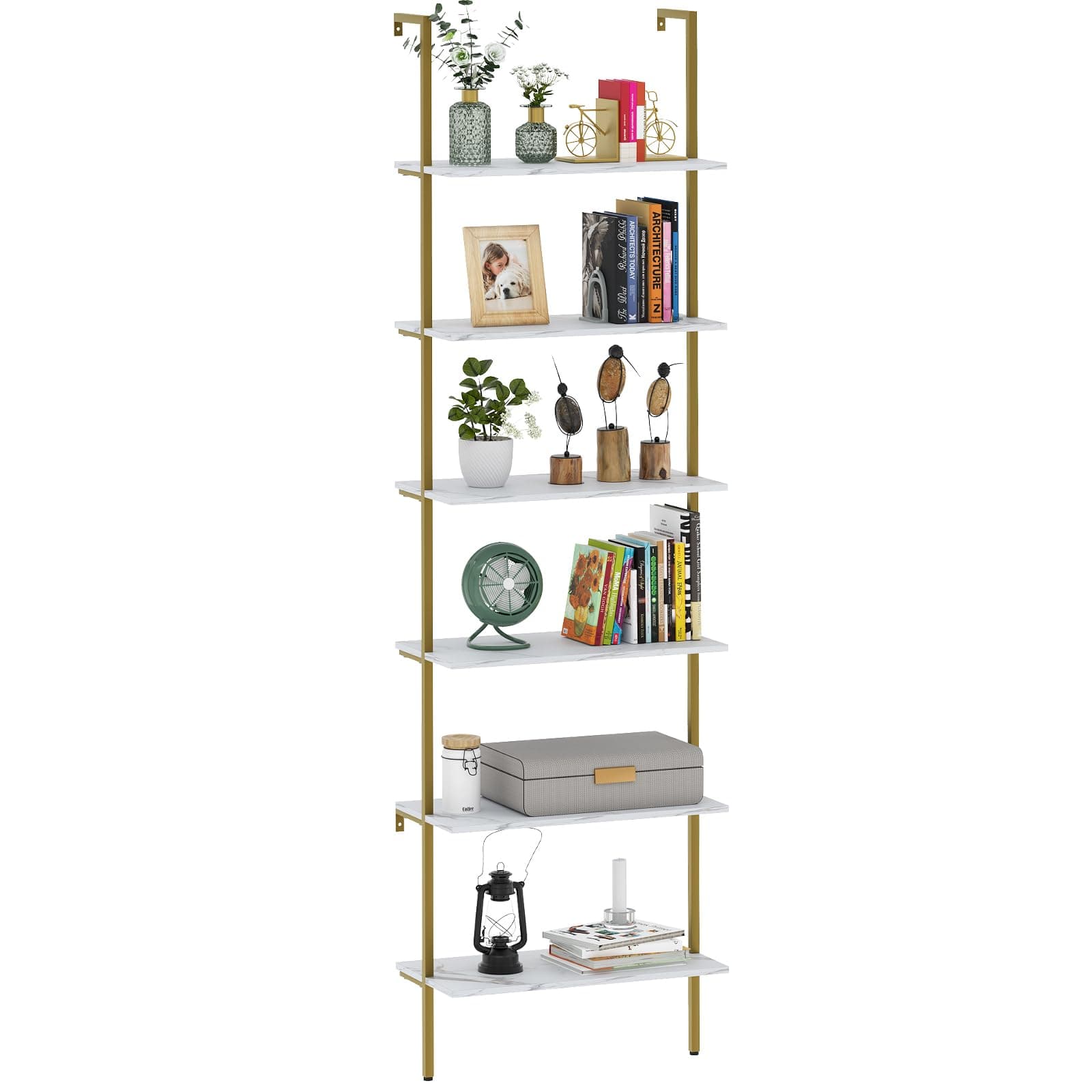Wolawu Ladder Shelf 6 Tiers White
