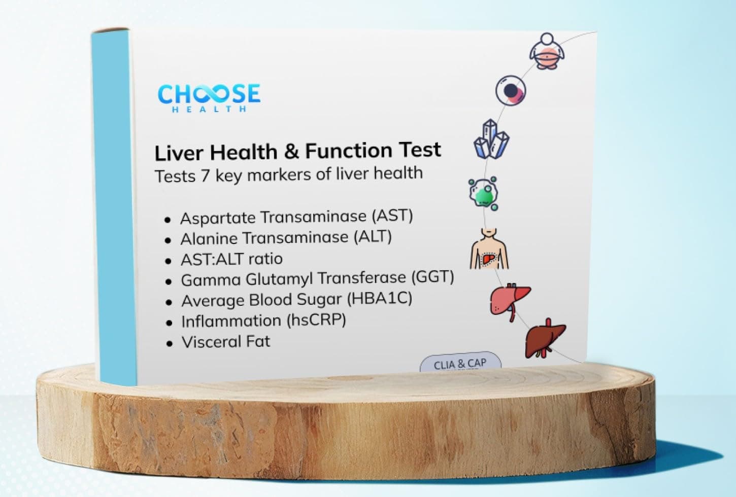 Liver Health & Function Test | 7-in-1 At-Home Liver Test | Choose Health | Test and Track Liver Function & Health | AST | ALT | GGT | Blood Sugars | Inflammation and More | Not Avail in NY RI