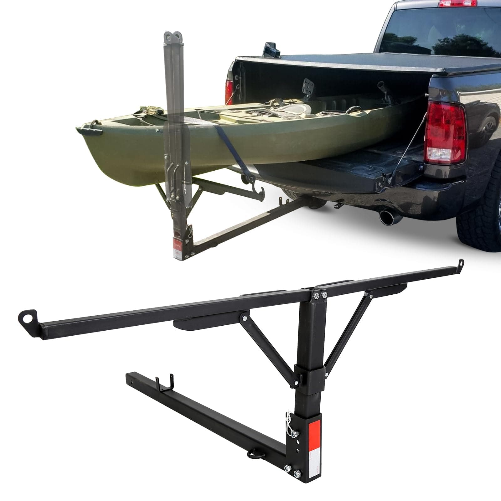 ECOTRIC Truck Bed Hitch Extender 2 in 1 Design Foldable Extension Pick Up Rack Canoe Boat Kayak Lumber w/Flag