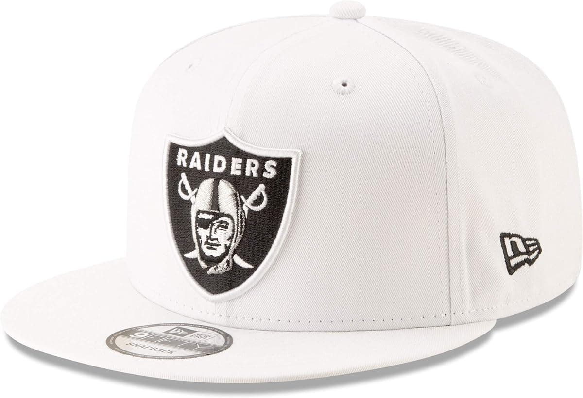 NFL 9FIFTY Team Color Adjustable Snapback Hat Cap - One Size (US, Alpha, One Size, Las Vegas Raiders - White)