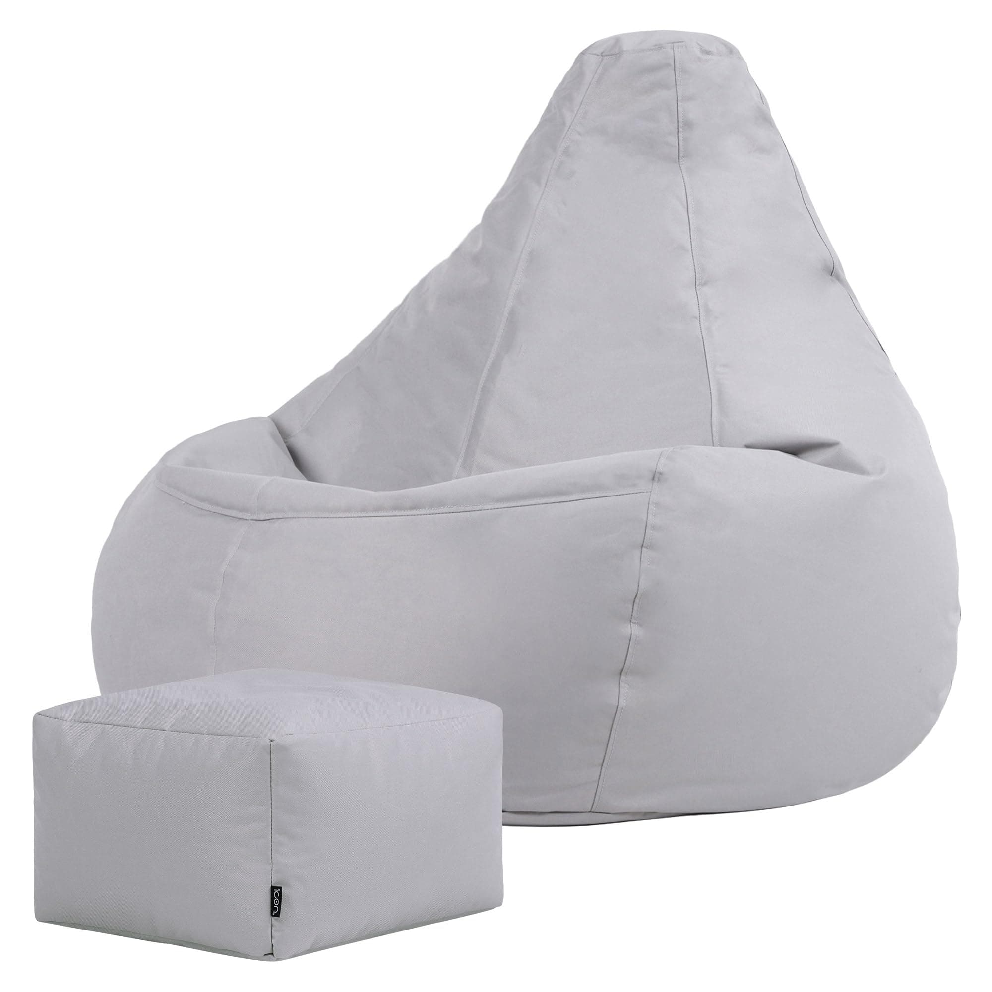 Bean Bag Bazaar Dalton Gaming Bean Bag and Footstool, Grey, Water Resistant Fabric, Large Outdoor Beanbag with Filling Included, Gaming Chair, Outdoor Seating, Garden Furniture