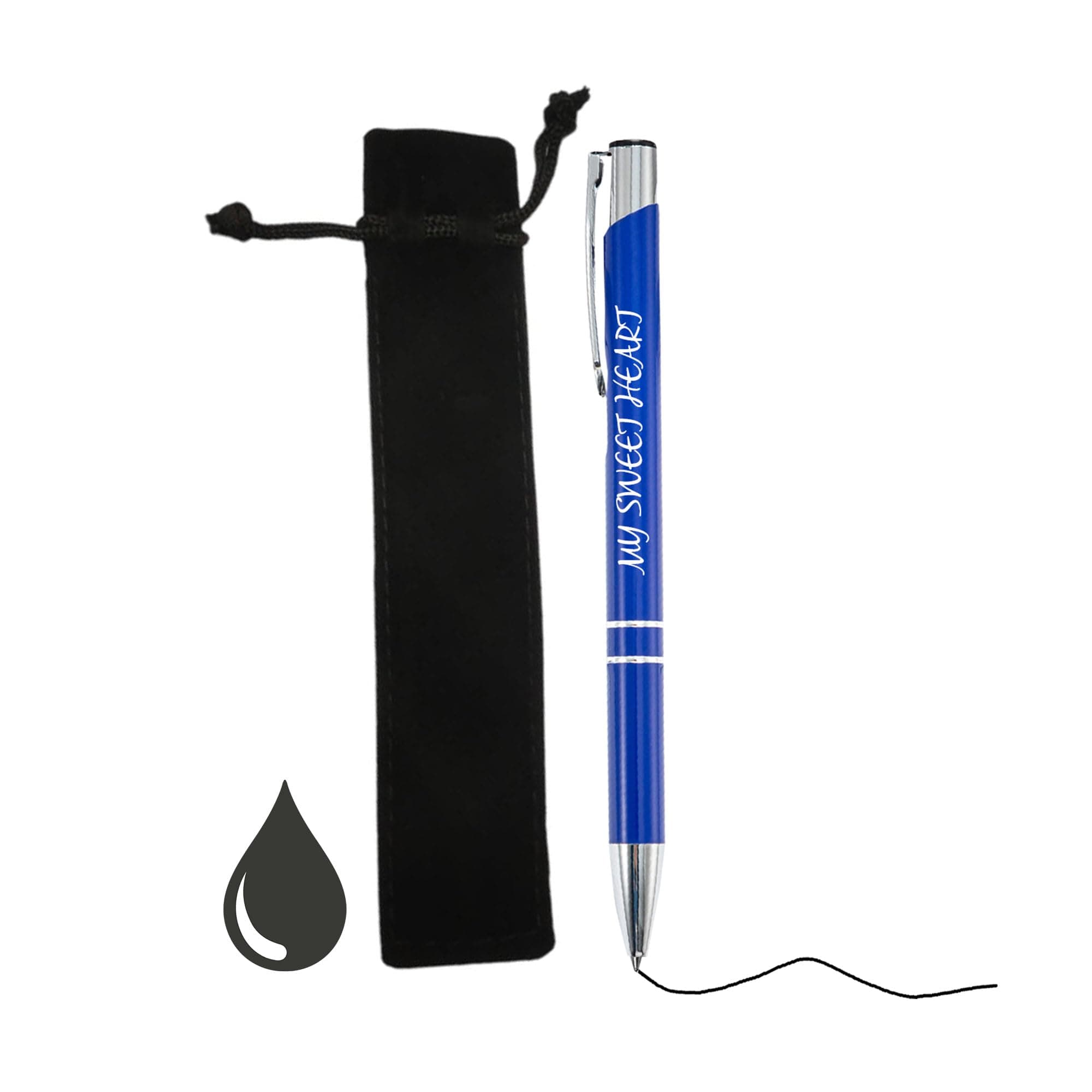 Personalize Pro Custom Ballpoint Pen | Personalised with Your Choice of Text | Pen Gifts for Men Women Student | Aluminium, Fine Point & Black Ink | Unique Present, With Black Pouch (Royal Blue)