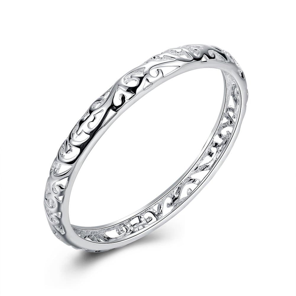 Sterling Silver Bangle Bracelet, Fashion Simple Open Bangles Cuff bracelets for Women