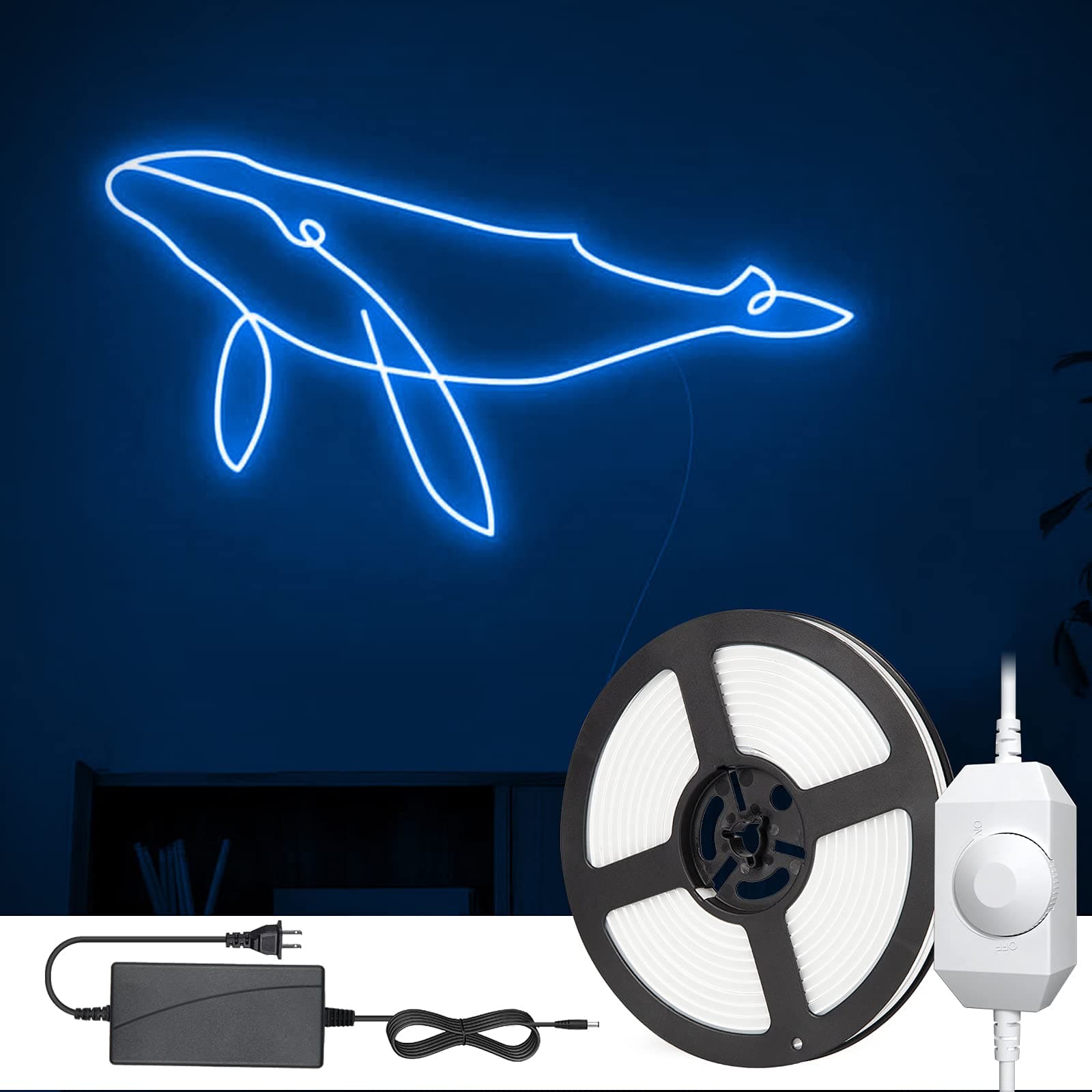 CT CAPETRONIX Neon LED Strip Lights, 16.4ft/5m Graphic Flexible IP65 Waterproof Rope Light, LED Neon with Dimmer Control Brightness for Wall Ceiling Window (Blue)