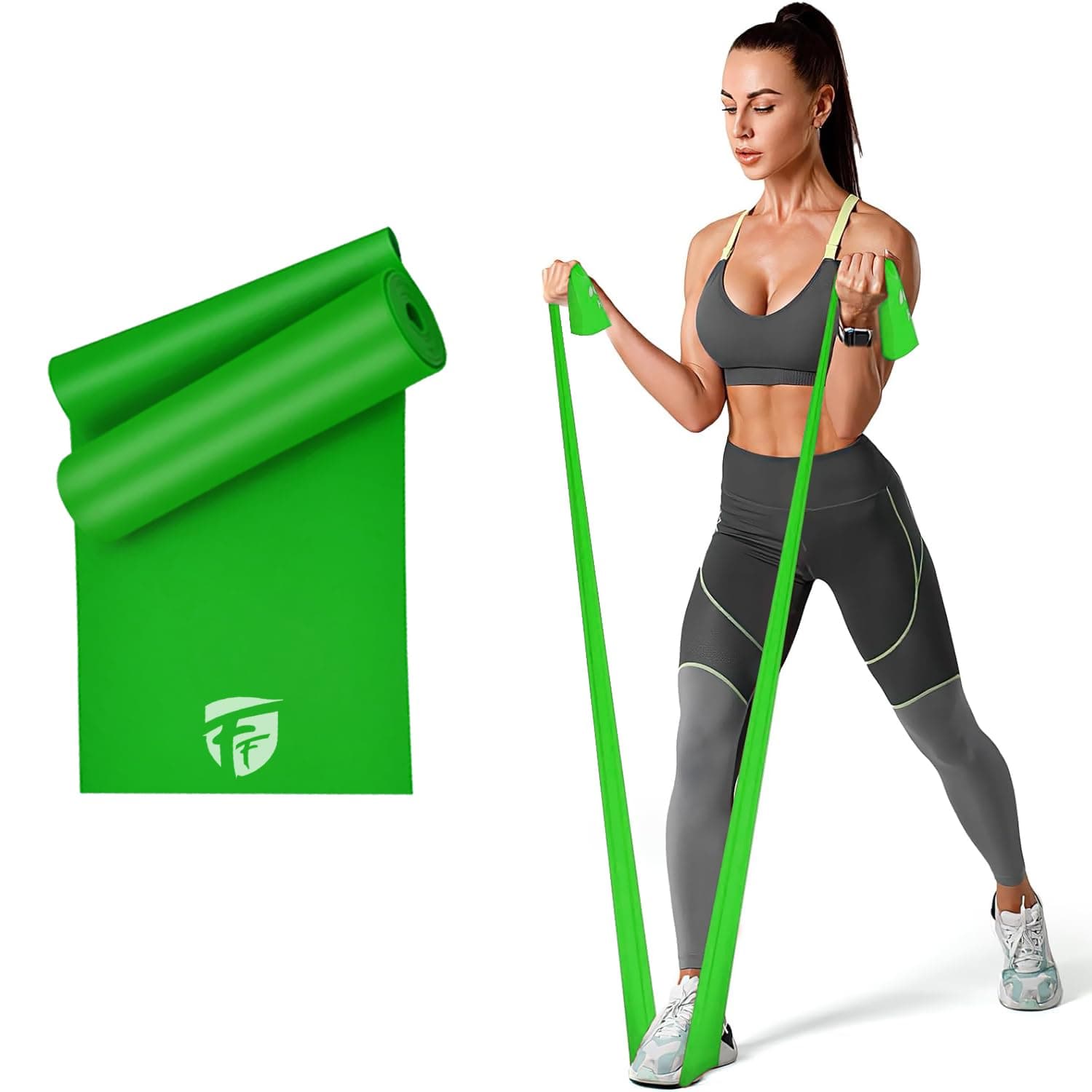 Natural Rubber Resistance Loop Bands | Elastic Exercise Band Set | Best Resistant Workout Loops for Booty, Glute, Leg & Thigh Exercising (1.5 Meter Green) - (15-20 lbs)