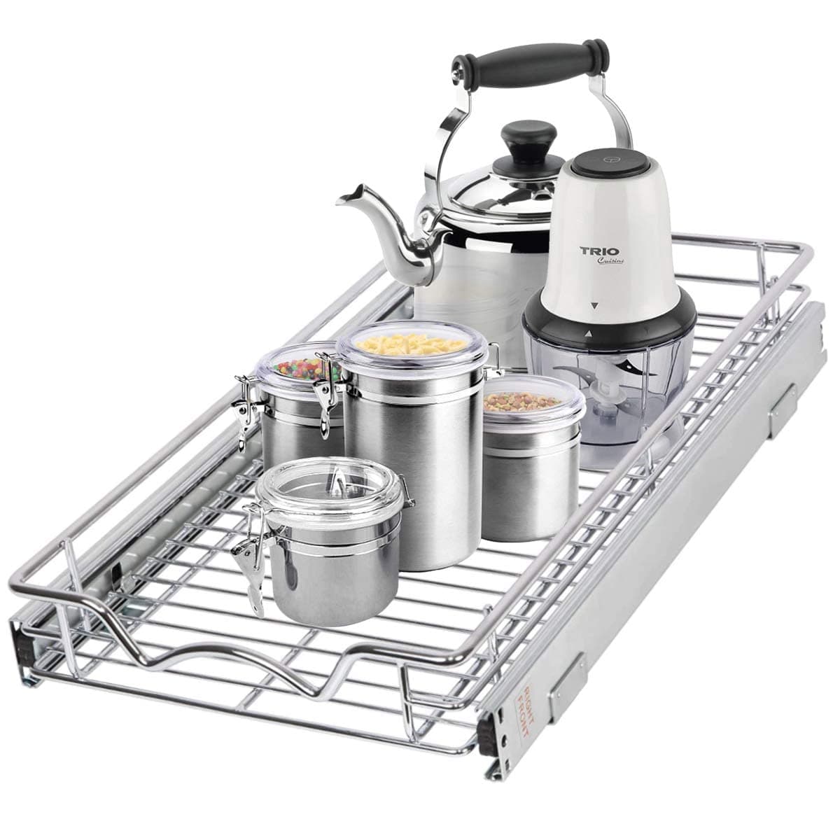 Hold N’ Storage Pull Out Cabinet Drawer Organizer, Heavy Duty-with 5 Year Limited Warranty- Slide Out Shelves, -11”W x 21”D - Requires At Least a 12-1/4” Cabinet Opening, Steel Metal, Chrome Finish