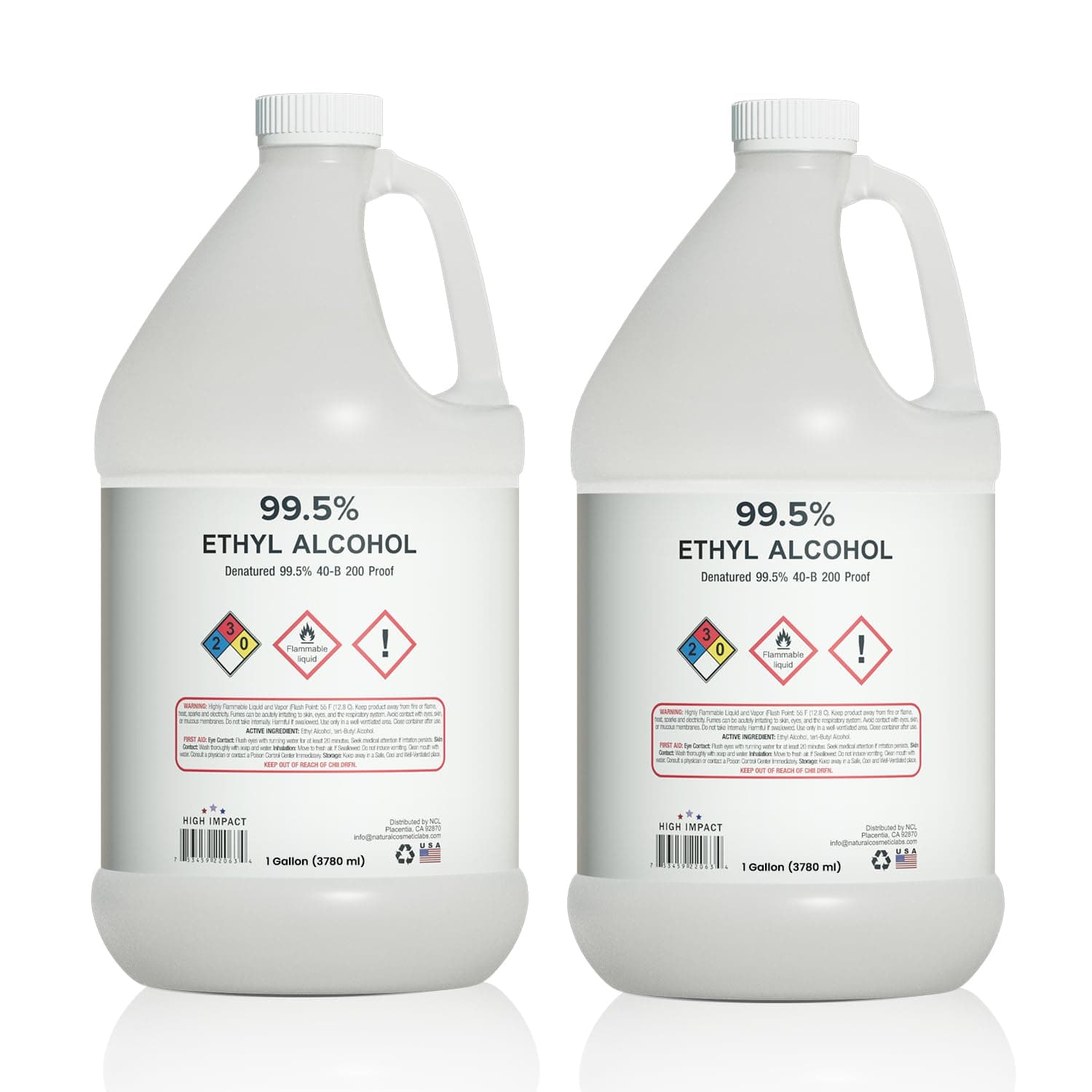 HIGH Impact 99.5% Ethyl Alcohol Denatured 40-B 200 Proof Alcohol - Made in The USA - Gallon (Pack of 2)