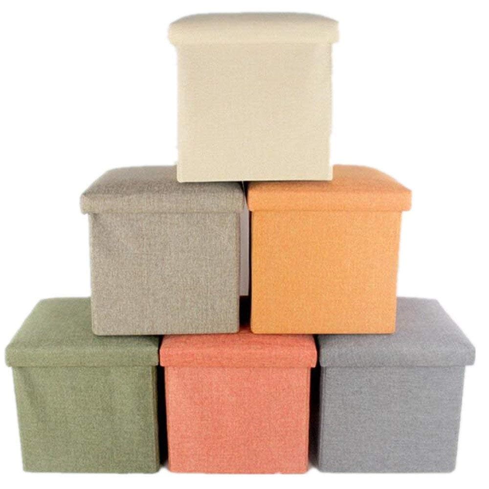 nunki trend Living Room Foldable Storage Bins Box Ottoman Bench Storage Box Cum Stool Container Organizer with Cushion Seat Lid, Cube Stool, Multicolor Pack of 1 (30 X 30 X 30 cm)