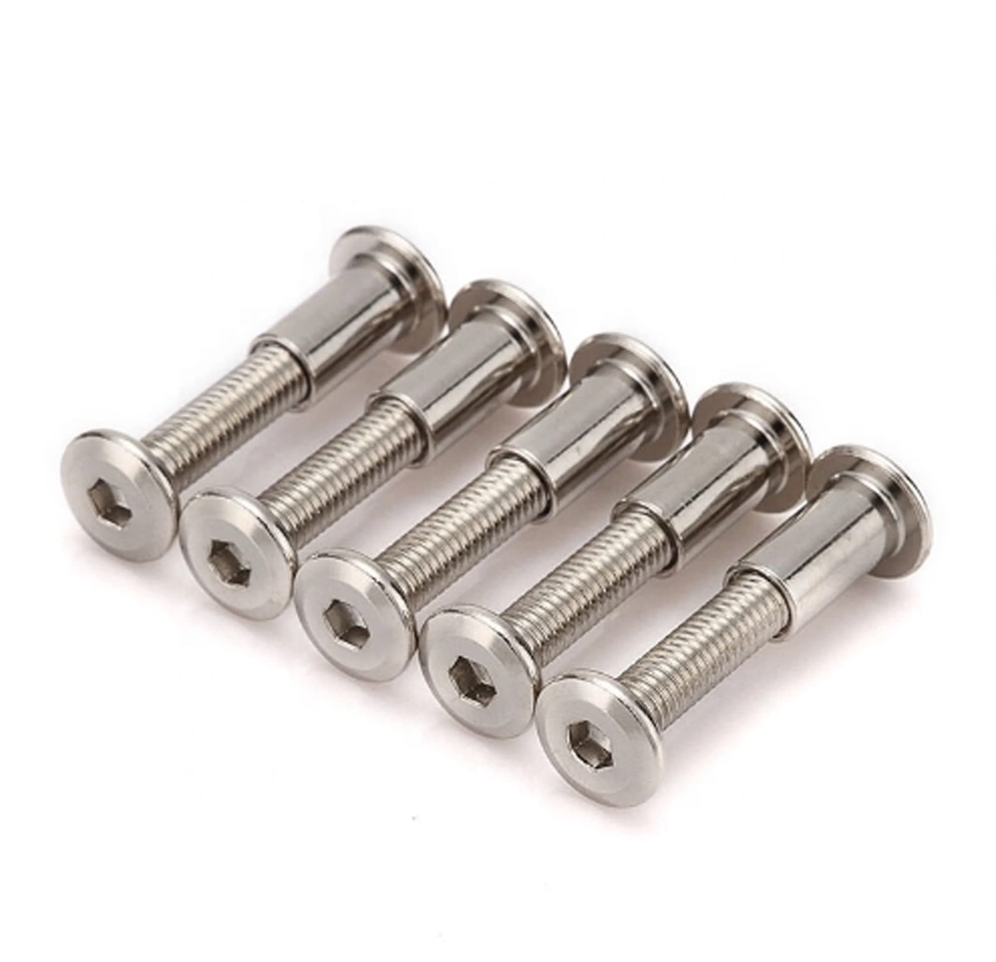 Rely®⇒VP INDUSTRIES (Combo Set -10 Pcs) M8x80 mm Nickel Allen JCB Screw with JCB Female Sleeve Barrel Nut + Allen Key 1 pc | Fastener for Joining Wood Boards, Cabinets, Cupboards,Chairs & Beds