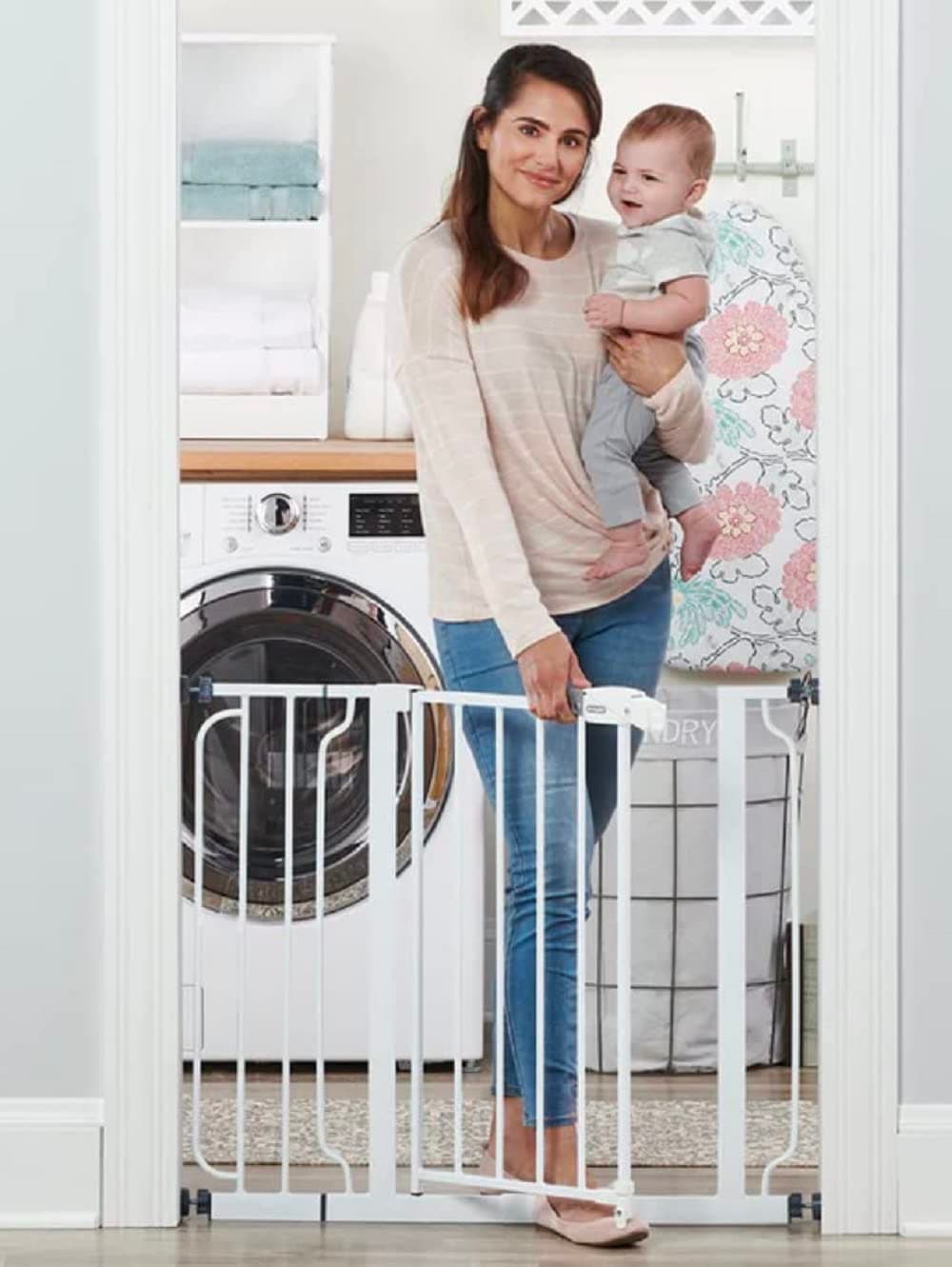 Regalo Easy Step Walk Thru Baby Safety Gate Pressure Mount with Included Extension Kit (15 cm)
