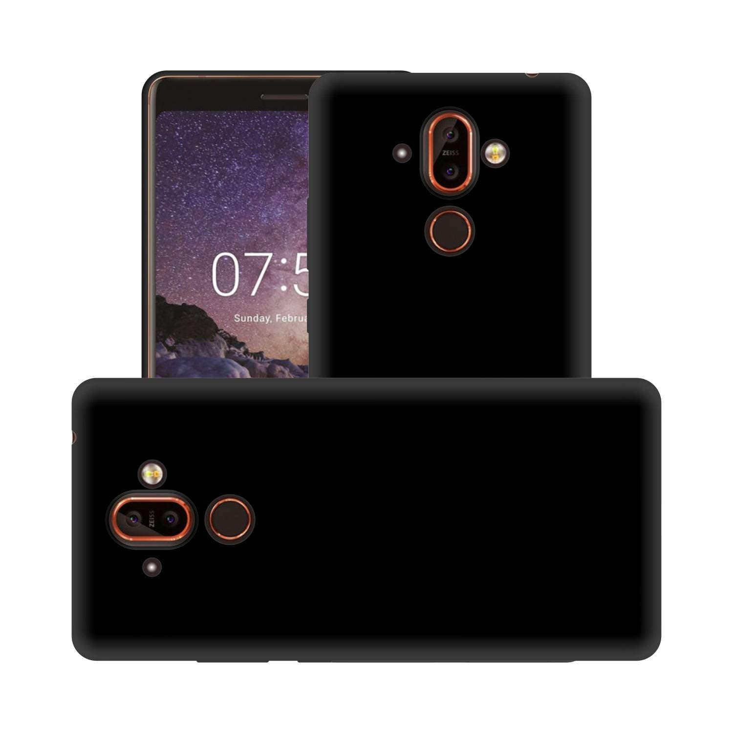 Case Creation Anti dust 360 Soft Silicon Flexible Back Cover Slim TPU Shockproof case for Nokia 8 Sirocco (Matte Finish Black) - Black