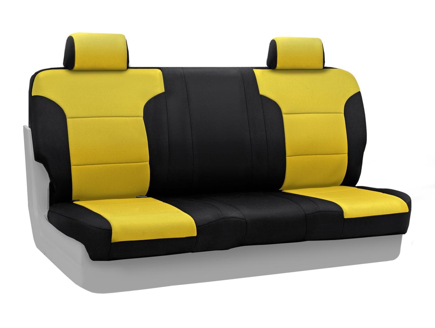 Coverking Custom Fit Rear Solid Bench Seat Cover for Select Jeep Wrangler Models - Neoprene (Yellow with Black Sides)
