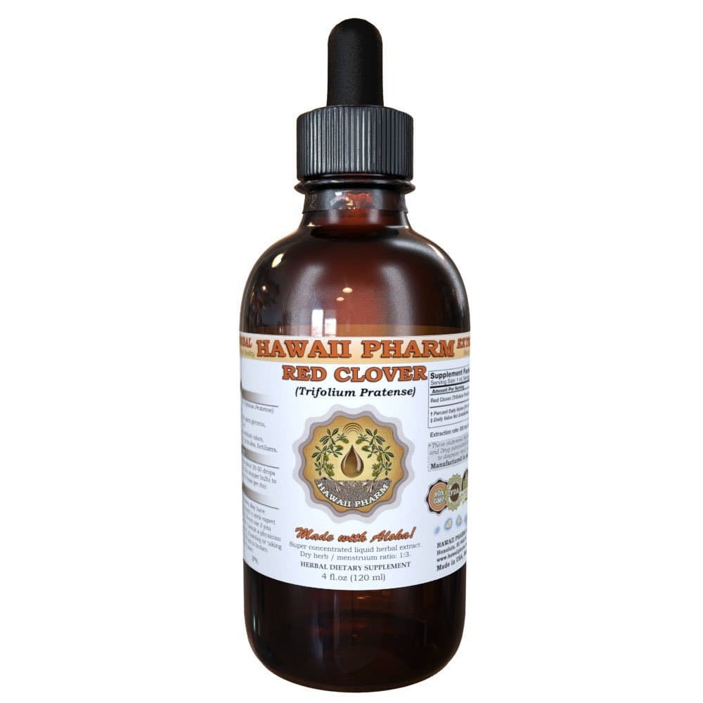Hawaii Pharm Red Clover Liquid Extract, Red Clover (Trifolium Pratense) Tincture, Herbal Supplement, Made in USA, 2 fl.oz