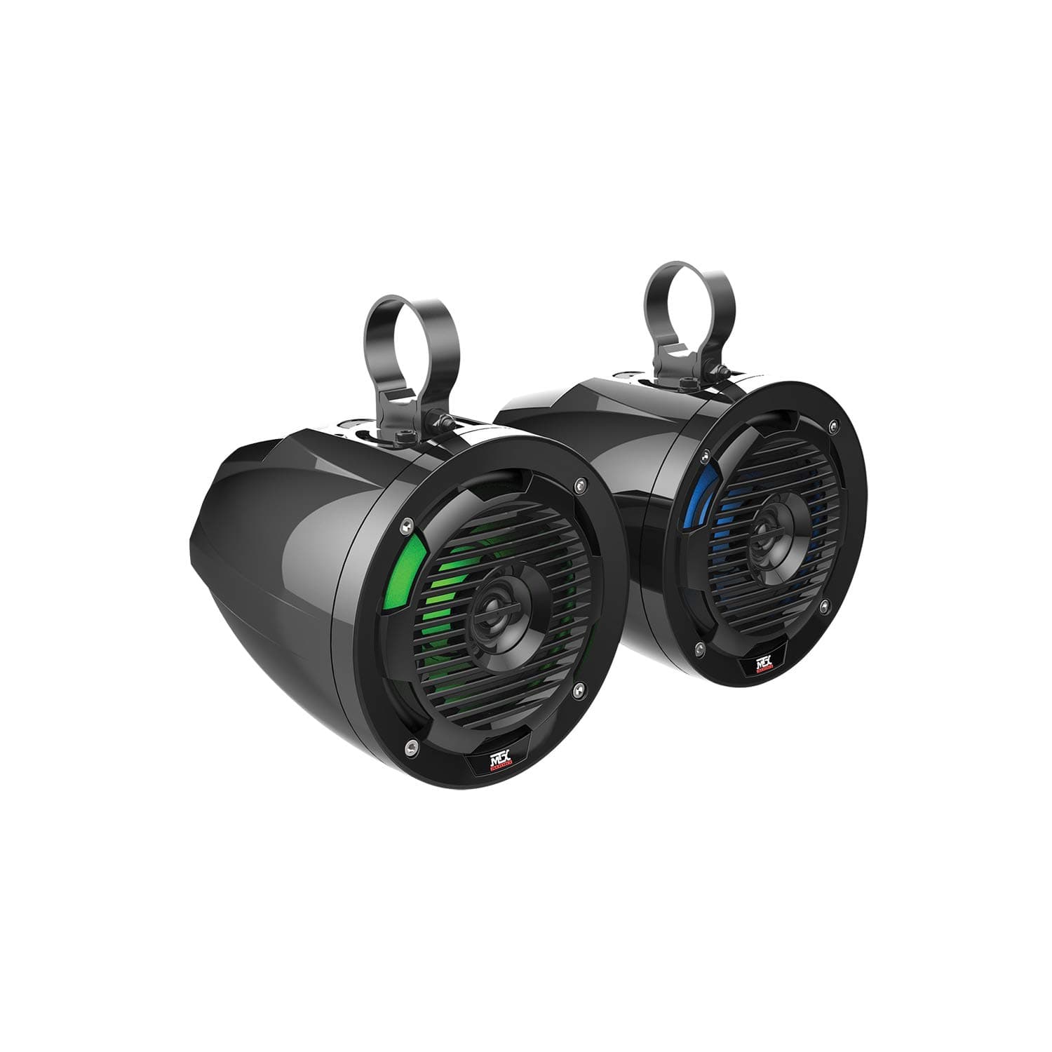 MTXMUD65PL Mud Series 6.5 Inch 50 Watt RMS Handlebar Cage Mount Weatherproof Coaxial Motorcycle ATV UTV Speaker Pair with RGB LED Lights