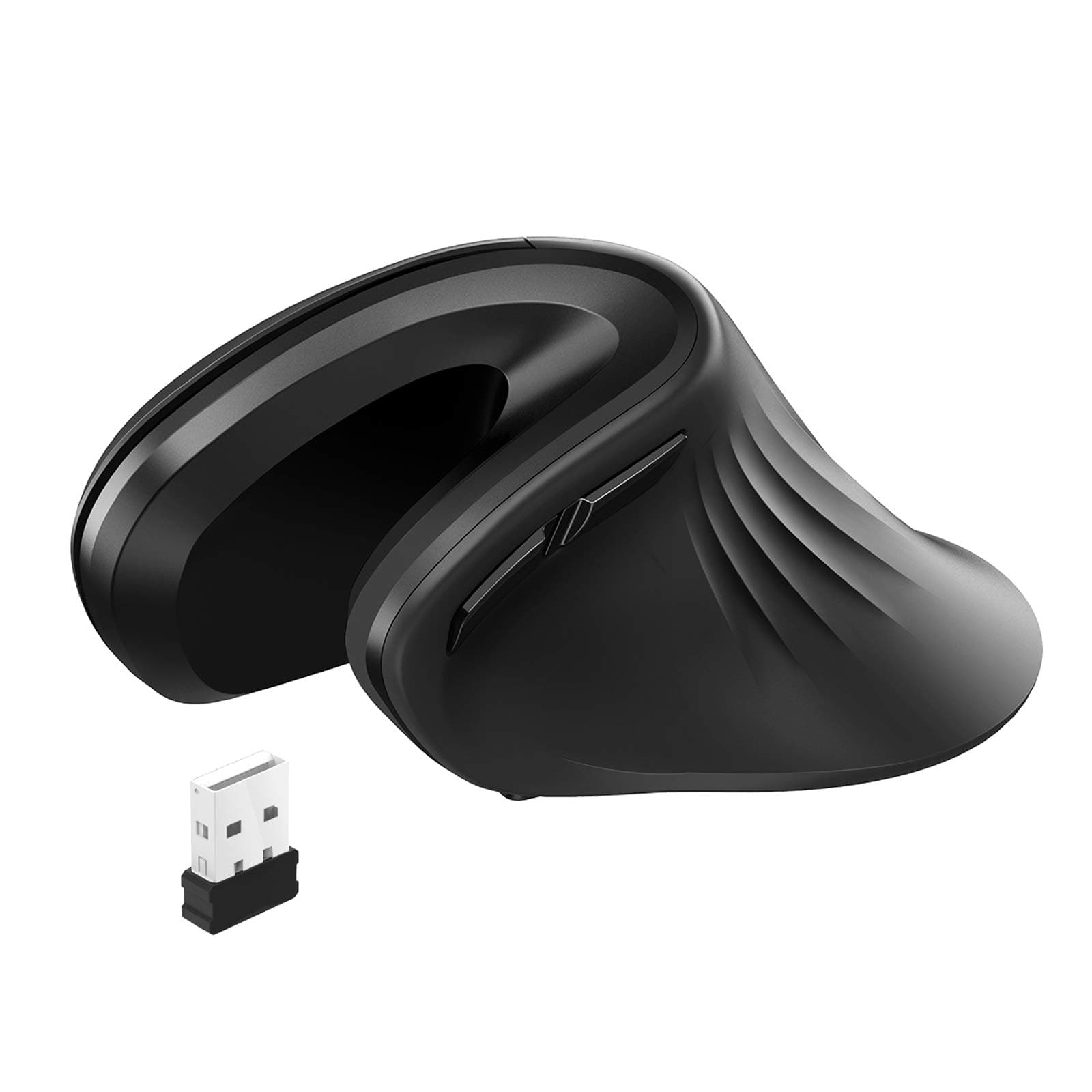 HAVIT 2.4G Wireless Ergonomic Vertical Mouse, 800/ 1200/ 1600Dots Per Inch, 6 Buttons, for Right-Handed Using, MS55GT (Black)