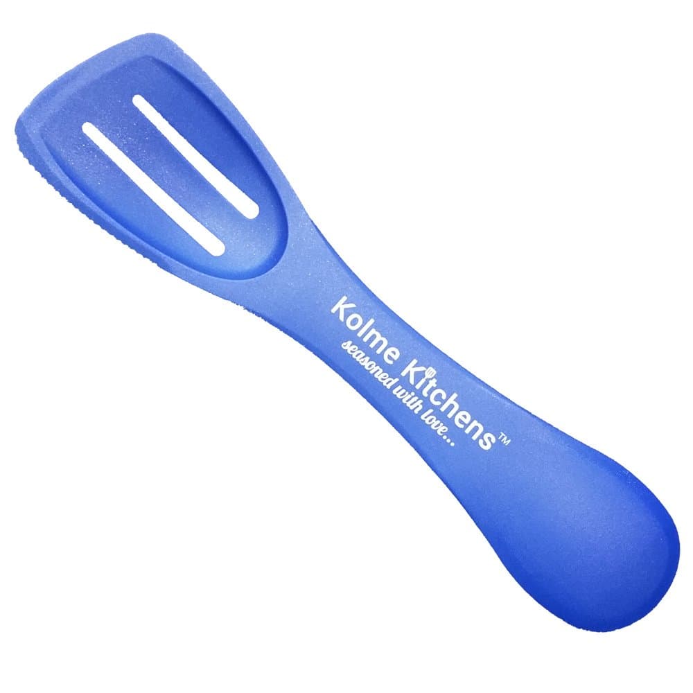4 in 1 Spatula, Spoon, Slotted Spoon with Serrated Edge - Blue