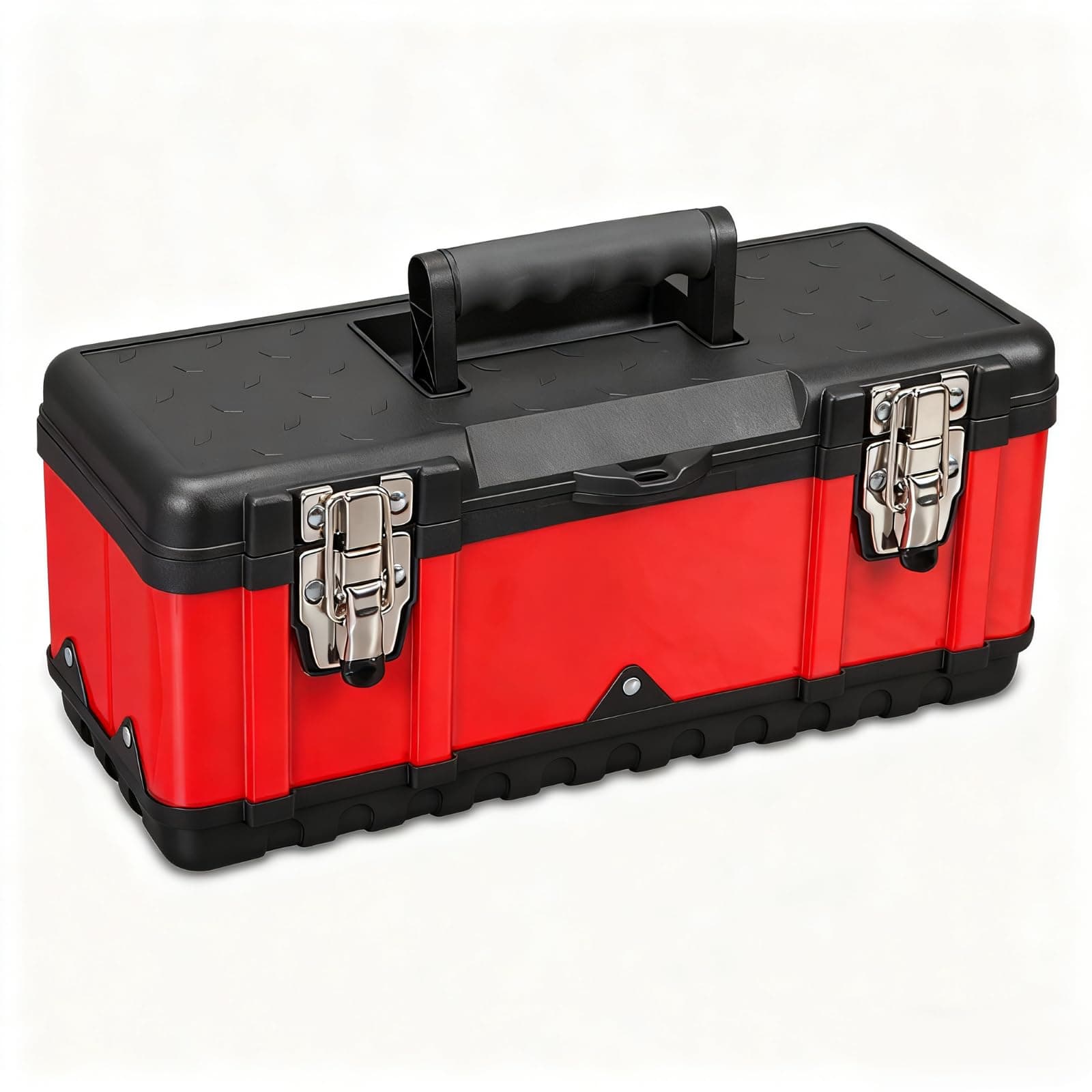 Steel Tool Box 15.5 Inch Small Portable Tool Organizer Box with Built-in Short Non-slip Handle Car Box with Removable tray