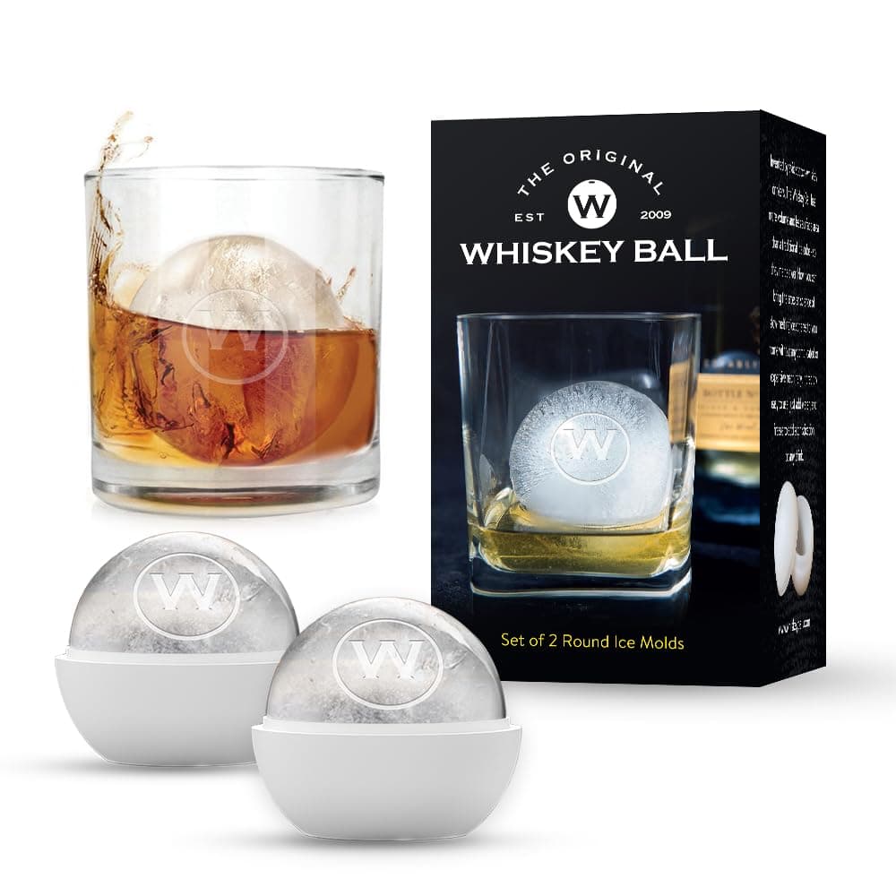 The Original Whiskey Ball (2 pack), Whiskey Ice Ball Maker Mold, 2-Pack Premium Silicone Sphere Molds – Easy Release & No Leak Design for Superb Whiskey