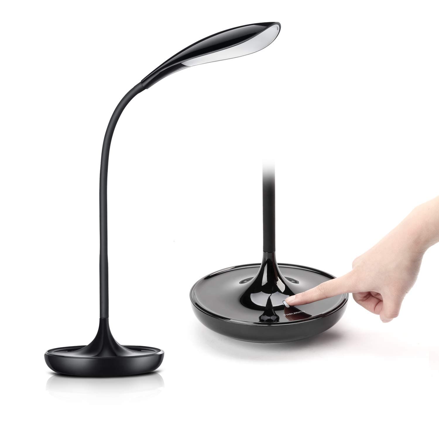 Adjustable LED Desk Lamp with USB Charging Port, Swing Arm Dimmable Office Desk Lamp with Touch Control, Sleek Gooseneck Eye-Caring Table Lamp for Reading/Working/Studying