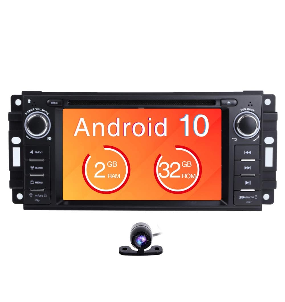 Freeauto Android 10.0 Car Stereo GPS DVD Player for Jeep Wrangler JK Head Unit Single Din 6.2" Touch Screen Indash Radio Receiver with Navigation Bluetooth/3G/Rear Camera