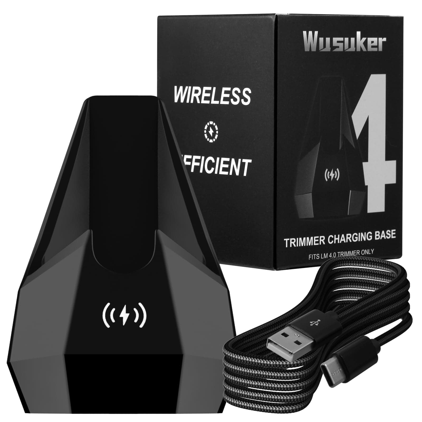 Charging Dock Replacement for Manscaped The Lawn Mower 4.0 Charger, Wireless Charging Dock and USB Cord Compatible with Manscaped The Lawn Mower 4.0 Trimmer Charger Only, Black