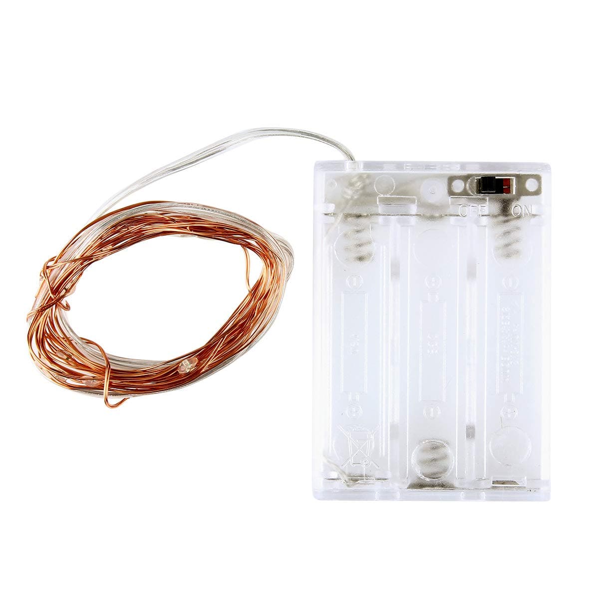 BINZET 50 LEDs 3AA Battery Operated Copper Wire String Light, 2 Meters (No Remote), Yellow